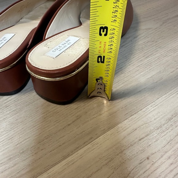 Cole Haan Grand OS Womens Brown Leather Block Heel Mules Gold Trim Slip On 8B - Picture 9 of 10